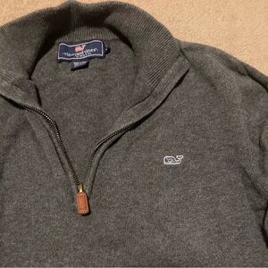 Vineyard Vines Men's Charcoal Quarter Zip-Up Sweater